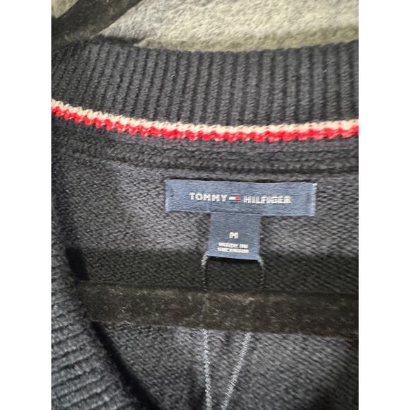 Tommy Hilfiger Sweater Men Medium Blue V‎ Neck Preppy Academia Knit Nautical NWT - Picture 2 of 8
